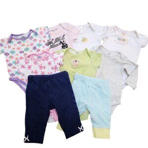 Girls Clothing Bundle (9) Spring Summer Outfits Infant Baby Bodysuit Pants 0-6M
